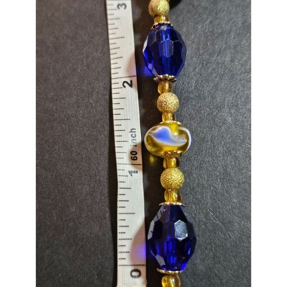 Blue and gold beaded bracelet - Picture 10 of 12